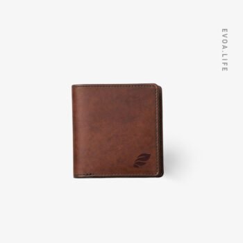 Brown bifold wallet with logo
